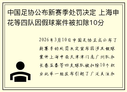 中国足协公布新赛季处罚决定 上海申花等四队因假球案件被扣除10分 中国足协公布新赛季处罚决定 上海申花等四队因假球案件被扣除10分